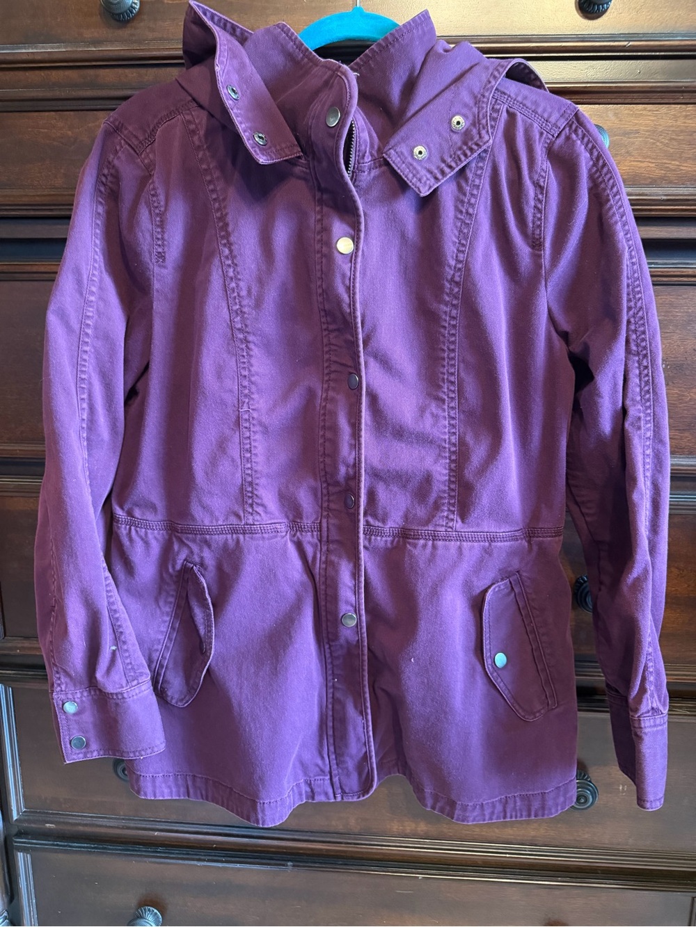 Women’s Loft Casual Hooded Utility Jacket - Plum